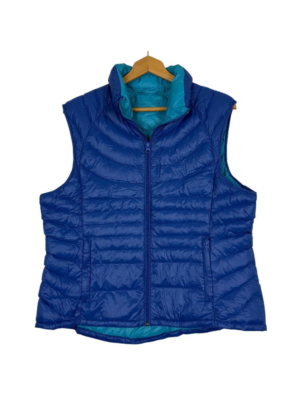 Bernardo Goose Down Puffer Vest Sz XL Full Zip Blue/Teal Nylon Lightweight